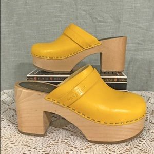 Yellow Swedish Hasbeens Clogs Size 8